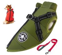 Furry King Dog Winter Coat, Furryking 3 in 1 Winter Jacket for Dogs, Dog Coat with Harness, Zippered Waterproof and Windproof Snow Jacket for Small, Medium and Large Dogs (Green,L)