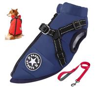 Furry King Dog Winter Coat, Furryking 3 in 1 Winter Jacket for Dogs, Dog Coat with Harness, Zippered Waterproof and Windproof Snow Jacket for Small, Medium and Large Dogs (Blue,M)