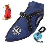 Furry King Dog Winter Coat, Furryking 3 in 1 Winter Jacket for Dogs, Dog Coat with Harness, Zippered Waterproof and Windproof Snow Jacket for Small, Medium and Large Dogs (Blue,L)