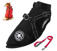 Furry King Dog Winter Coat, Furryking 3 in 1 Winter Jacket for Dogs, Dog Coat with Harness, Zippered Waterproof and Windproof Snow Jacket for Small, Medium and Large Dogs (Black,XXL)