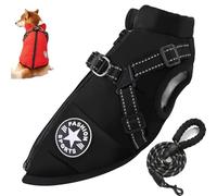 Furry King Dog Winter Coat, Furryking 3 in 1 Winter Jacket for Dogs, Dog Coat with Harness, Zippered Waterproof and Windproof Snow Jacket for Small, Medium and Large Dogs (Black,M)