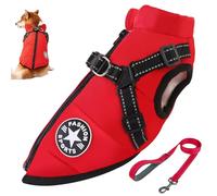 Furry King Dog Winter Coat, Furryking 3 in 1 Winter Jacket for Dogs, Dog Coat with Harness, Zippered Waterproof and Windproof Snow Jacket for Small, Medium and Large Dogs (Red,M)