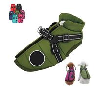 Furry King Dog Winter Coat, FurryKing 3 in 1 Winter Jacket with Harness, Waterproof Windproof Dog Jacket with Zipper, for Small Medium Large Dogs (Green,4XL)