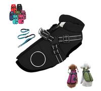 Furry King Dog Winter Coat, FurryKing 3 in 1 Winter Jacket with Harness, Waterproof Windproof Dog Jacket with Zipper, for Small Medium Large Dogs (Black +Tow Rope,X-Large)