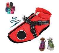 Furry King Dog Winter Coat, FurryKing 3 in 1 Winter Jacket with Harness, Waterproof Windproof Dog Jacket with Zipper, for Small Medium Large Dogs (Red + Tow Rope,5XL)