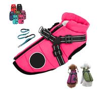 Furry King Dog Winter Coat, FurryKing 3 in 1 Winter Jacket with Harness, Waterproof Windproof Dog Jacket with Zipper, for Small Medium Large Dogs (Pink + Tow Rope,X-Large)