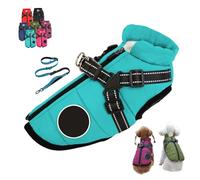 Furry King Dog Winter Coat, FurryKing 3 in 1 Winter Jacket with Harness, Waterproof Windproof Dog Jacket with Zipper, for Small Medium Large Dogs (LBlue+ Tow Rope,XXXL)