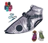 Furry King Dog Winter Coat, FurryKing 3 in 1 Winter Jacket with Harness, Waterproof Windproof Dog Jacket with Zipper, for Small Medium Large Dogs (Silver + Tow Rope,5XL)