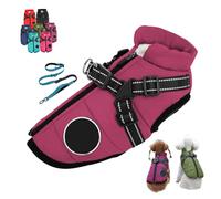 Furry King Dog Winter Coat, FurryKing 3 in 1 Winter Jacket with Harness, Waterproof Windproof Dog Jacket with Zipper, for Small Medium Large Dogs (Purple + Tow Rope,XXXL)