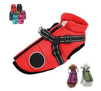 Furry King Dog Winter Coat, FurryKing 3 in 1 Winter Jacket with Harness, Waterproof Windproof Dog Jacket with Zipper, for Small Medium Large Dogs (Red,4XL)