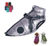 Furry King Dog Winter Coat, FurryKing 3 in 1 Winter Jacket with Harness, Waterproof Windproof Dog Jacket with Zipper, for Small Medium Large Dogs (Silver,XXXL)