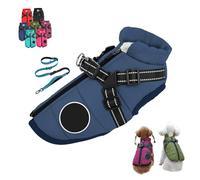 Furry King Dog Winter Coat, FurryKing 3 in 1 Winter Jacket with Harness, Waterproof Windproof Dog Jacket with Zipper, for Small Medium Large Dogs (Dblue + Tow Rope,XXXL)