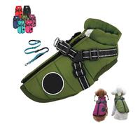 Furry King Dog Winter Coat, FurryKing 3 in 1 Winter Jacket with Harness, Waterproof Windproof Dog Jacket with Zipper, for Small Medium Large Dogs (Green + Tow Rope,4XL)
