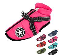 Furry King Dog Winter Coat with Zipper Warm Fleece Dogs Snowsuit Windproof, 3 in 1 Winter Jacket, Dog Coat with Harness Built in (Large,#1)