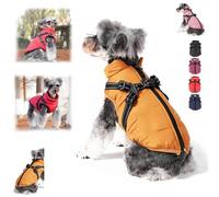 Furry King Manteau d'hiver pour chien Furryking 3 en 1 - Veste d'hiver imperméable et coupe-vent - Avec fermeture éclair - Pour chiens de petite et moyenne taille - Couleur orange, taille S