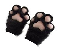 Furry Paws - Pattes de costume en fourrure, gants de patte de chat en peluche de dessin animé | Gants mignons et chauds en fourrure avec pattes de chaton et animaux pour garçons et filles, vache