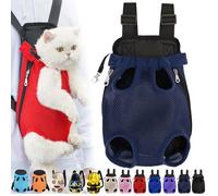 Furry Pawsy Cat Carrier, Furry Pawsy Carrier, Portable Pet Carrier Backpack, Adjustable Pet Front Cat Dog Carrier Backpack, Legs Out, Easy-fit Chest Carrier for Small Dogs Cats (Navy Blue,Large)
