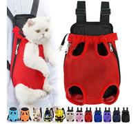 Furry Pawsy Cat Carrier, Furry Pawsy Carrier, Portable Pet Carrier Backpack, Adjustable Pet Front Cat Dog Carrier Backpack, Legs Out, Easy-fit Chest Carrier for Small Dogs Cats (Red,X-Large)