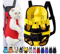 Furry Pawsy Cat Carrier, Furry Pawsy Carrier, Portable Pet Carrier Backpack, Adjustable Pet Front Cat Dog Carrier Backpack, Legs Out, Easy-fit Chest Carrier for Small Dogs Cats (Yellow-b,X-Large)
