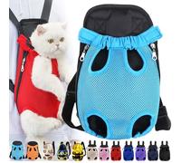 Furry Pawsy Cat Carrier, Furry Pawsy Carrier, Portable Pet Carrier Backpack, Adjustable Pet Front Cat Dog Carrier Backpack, Legs Out, Easy-fit Chest Carrier for Small Dogs Cats (Light Blue,XX-Large)