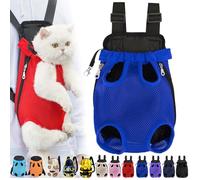 Furry Pawsy Cat Carrier, Furry Pawsy Carrier, Portable Pet Carrier Backpack, Adjustable Pet Front Cat Dog Carrier Backpack, Legs Out, Easy-fit Chest Carrier for Small Dogs Cats (Dark Blue,Medium)