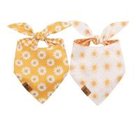 FURRY WHISPER Lot de 2 bandanas d'été pour chiens de petite, moyenne et grande taille, motif marguerite jaune, réversible, doux, respirant et réglable, accessoire pour animal de compagnie, cadeau pour