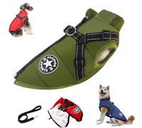 Furryk Dog Winter Coat, Furryking 3 in 1 Winter Jacket, Furry King Dog Coat, Jacket Harness Built, Waterproof Windproof Snow Jackets, for Small Medium Large Dogs/Cats (Green,Medium)
