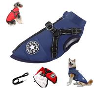Furryk Dog Winter Coat, Furryking 3 in 1 Winter Jacket, Furry King Dog Coat, Jacket Harness Built, Waterproof Windproof Snow Jackets, for Small Medium Large Dogs/Cats (Blue,X-Large)