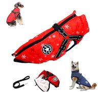 Furryk Dog Winter Coat, Furryking 3 in 1 Winter Jacket, Furry King Dog Coat, Jacket Harness Built, Waterproof Windproof Snow Jackets, for Small Medium Large Dogs/Cats (Snowflake Red,Large)