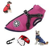 Furryk Dog Winter Coat, Furryking 3 in 1 Winter Jacket, Furry King Dog Coat, Jacket Harness Built, Waterproof Windproof Snow Jackets, for Small Medium Large Dogs/Cats (Purple,Medium)