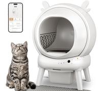 FurryKiddy Litière automatique autonettoyante, bac à litière pour chat avec contrôle par application, globe de 65 l et deux capteurs de sécurité, bac à litière robot, 1 rouleau de sacs poubelle et
