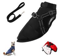 Furryking Dog Winter Coat/Furryking 3 in 1 Winter Jacket, Waterproof and Windproof Snow Zip-Up Dog Jacket, Coats for Small, Medium and Large Dogs (Black,5X-Large)
