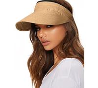 FURTALK Chapeau de Soleil Femme Paille UPF 50+ Pliable Visor Cap