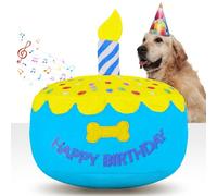 FurtasticFinds Jouet d'anniversaire pour chien de 15 cm, cadeau en peluche avec boîte à musique électronique, joue la chanson « Happy Birthday » et la mélodie d'écorce de chiot, décoration de fête