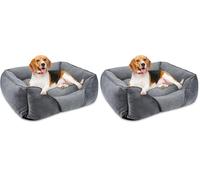 FURTIME Panier Petit Chien, Lit Chien Lavable Duveteux, Antidérapant Coussin Anti-anxiété Doux Confortable Respirant, 51x48x15cm (Lot de 2)
