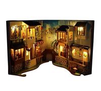 Furtryvl Book Nook Kit, Kit de Maison de poupées Miniatures avec Meubles et lumière LED, Serre-Livres Bricolage LED Puzzle en Bois, Décoration de Maison de