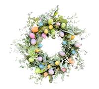 Furtryvl Couronne d'œufs de Pâques multicolores de 45 cm - Couleurs pastel - Couronne de porte artificielle - Guirlande de printemps - Accessoires de fleurs artificielles pour Pâques