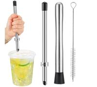 Furtryvl Ensemble pilon de limonade et perforateur de paille | Perforatrice de paille en acier inoxydable multifonction pour la maison, la cuisine, le barbecue, le pique-nique, le café