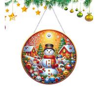 Furtryvl Pendentif d'arbre de Noël - Décorations de Noël rondes double face, décorations de sapin de Noël d'hiver enneigées, pendentif de dessin animé