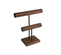 FURUIM2024M Présentoir à bijoux en noyer léger - Double support pour montres - Vintage - Centre commercial - Comptoir - Accessoires de présentation pour bracelets