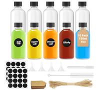 Furuising 10 Pièces Mini Bouteille Verre 120ml, Petite Bouteille en Verre Vide, Réutilisables Miniatures Bouteilles avec Bouchons Noirs, Stylo, Pendentif, Entonnoir pour Gingembre, Liqueur, Boissons