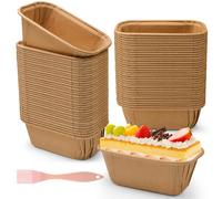 Furuising 100 Pièces Mini Moule en Papier, 8 x 4 x 4 cm Rectangulaire Moules À Gâteaux en Papier avec Brosse Silicone pour la Cuisson de Gâteau, Cake, Petit Pains, Muffins, Tartes