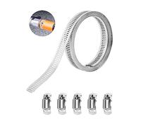 Furuising 2m/6.5ft Collier De Serrage Inox, Collier De Serrage Métallique Réglables, Diy Kit De Collier Durite Avec 5 Bague De Serrage Tuyau Pour Réservoir Tuyau De Gaz Domestique Refroidisseur