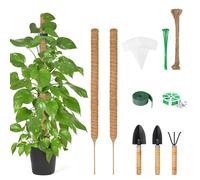Furuising 2Pcs Tuteur Monstera 70cm, Pliable Tuteur en Coco, Long Tuteur Plante Grimpante, Tuteur Plante Support avec 3 Truelles de Jardin et 5 Accessoires pour Jardin de Support de Plante Indoor