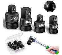 Furuising 4 Pièces Jeu D'adaptateur Douille, Adaptateur 1/2" à 3/8", 3/8" à 1/2", 1/4" à 3/8", 3/8" à 1/4", Adaptateur à Clique, Adaptateur pour Impact Réducteur pour Douilles et Embouts