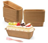 Furuising 60 Pièces Mini Moule en Papier, 15.5 X 5.4 X 5.3cm Rectangulaire Moules À Gâteaux en Papier avec Brosse Silicone pour la Cuisson de Gâteau, Cake, Petit Pains, Muffins, Tartes(Marron)