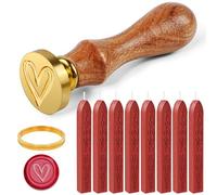Furuising 8 Pièces Sceau Cire Rouge, Kit de Cire à Cacheter Avec Tampons Cœur, Moule pour Invitations Cartes Lettres Enveloppes