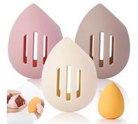 Furuising Lot de 3 Porte Beauty Blender, Porte Eponge Maquillage Silicone, Respirant Support éponge Maquillage, Réutilisable Makeup Sponge Holder pour Les Voyages(Kaki Rose Beige)