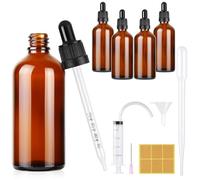 Furuising Lot de 4 Flacons Compte-gouttes de 100ml, Flacons en Verre avec Pipettes, Ambre Bouteilles Compte-gouttes, Bouteilles de Pipette avec 3ml Pipettes pour Huiles Essentielles Aromathérapie