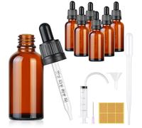 Furuising Lot de 6 Flacons Compte-gouttes de 30ml, Flacons en Verre avec Pipettes, Ambre Bouteilles Compte-gouttes, Bouteilles de Pipette avec 3ml Pipettes pour Huiles Essentielles Aromathérapie